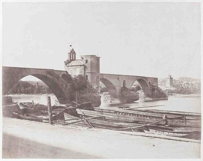 null Édouard-Denis BALDUS (1813-1889). Palais des Papes , Pont de Saint-Bénezet....