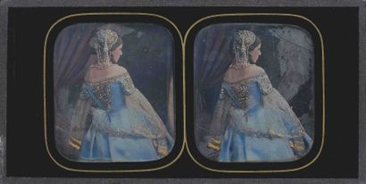 null Alexis GOÜIN (New-York 1799/1800-Paris 1855). La robe bleue et or : modèle en...