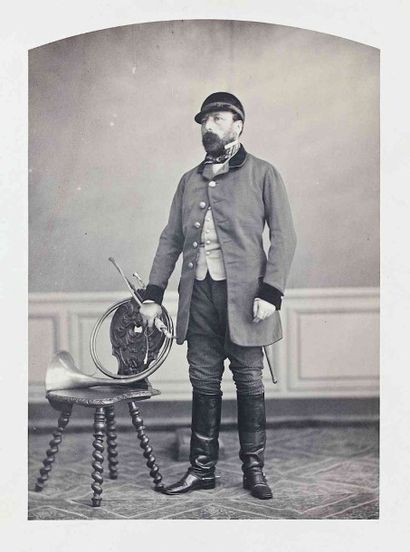 null Pierre-Ambroise RICHEBOURG [Attribué à] (1810-1875). Sonneur de cor en tenue...