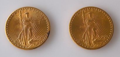 null Lot de DEUX PIECES de 20 dollars or Liberty datant de 1927 