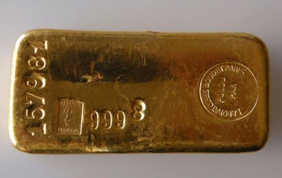null LINGOT d'or, titre de l'or fin 999,9 g, Poids brut: 1000 g. Certificat des laboratoires...