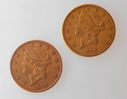 null DEUX PIECES de 20 DOLLARS or Tête de Liberty, 1898