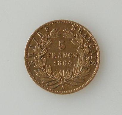 null PIECE de 5 francs or Napoléon III 1864