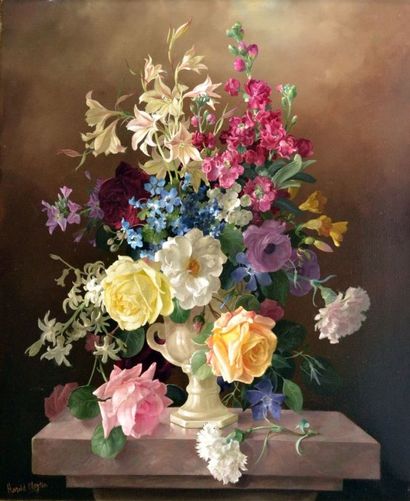 Harold CLAYTON (1896-1979) Vase de fleurs...