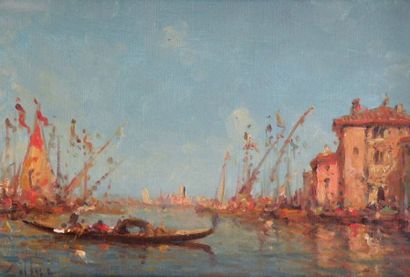 Leopold ZILLER (XIX-XX) Venise, gondoles....
