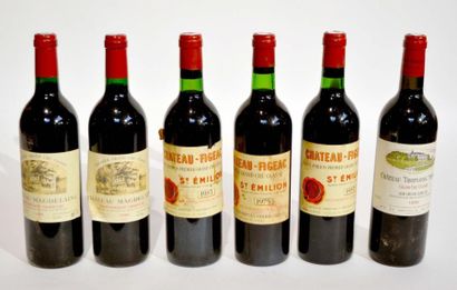 null Lot de 6 BLLES de Bordeaux Saint-Emilion dont 3 BLLES de Château Figeac 1975...