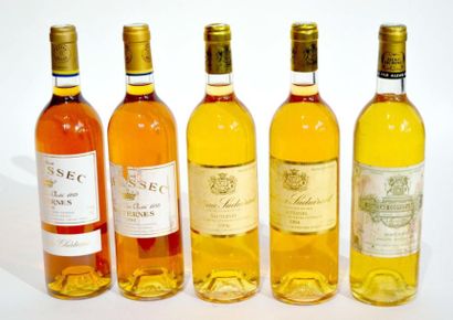 null Lot de 5 BLLES de Bordeaux Sauternes dont 2 BLLES de Château Rieussec 1978 et...