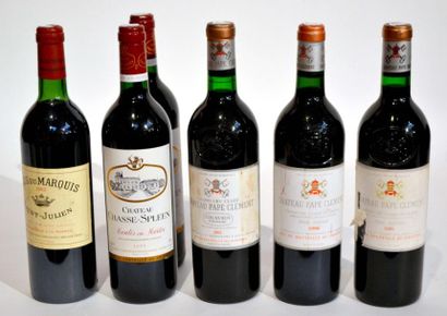null Lot de 6 BLLES de Bordeaux dont 3 BLLES de Château Pape Clement 1985, 1986 et...