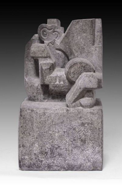 Léon BORGEY (1888-1959) Femme assise. Granit...