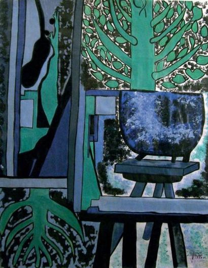 null Haia MARUANI née en 1971. L’atelier. inspiré par Matisse, gouache, signée. 65...
