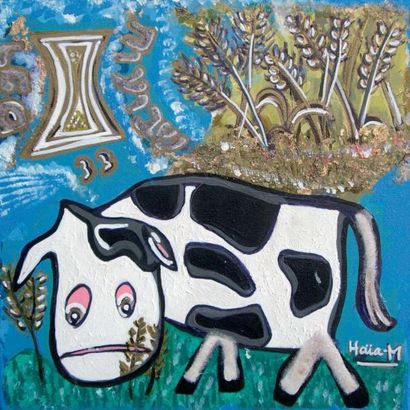 null Haia MARUANI née en 1971. Chavouot. acrylique sur toile signée, 40 x 40 cm