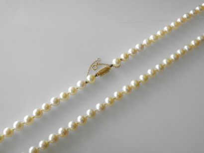 null COLLIER de perles de culture choker, le fermoir en or jaune à godrons tors,...