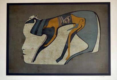 null Mikhail CHEMIAKIN (1943) Tête, 1976. Lithographie en couleurs, Epreuve d’artiste...