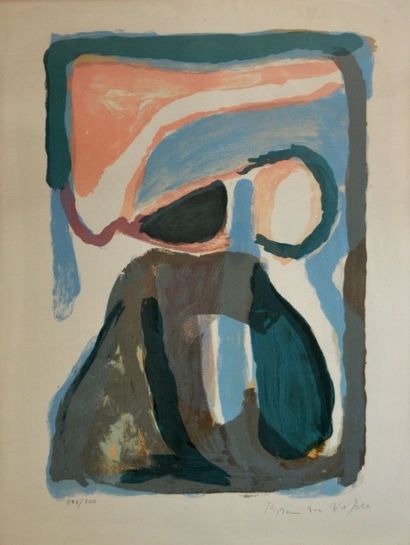 null Bram VAN VELDE (1895-1981) Composition en couleurs. Lithographie en couleurs...