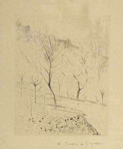 null André Albert Marie DUNOYER DE SEGONZAC (1884-1974) Paysage aux arbres. Eau-forte...