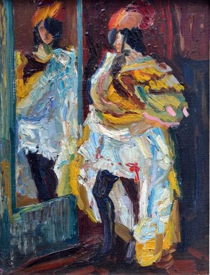null Louis BERTHOMMÉ-SAINT-ANDRÉ (1905-1977) Femme devant un miroir. Huile sur toile...