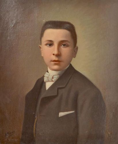 A. ROYER, XIXe. Portrait de jeune homme en...