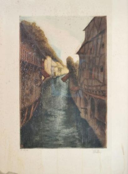 Alfredo MÜLLER (1869-1940) Canal en ville....