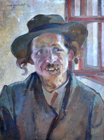 null Lucretia MIHAIL SILION (1895-?) Portrait d'homme juif. Huile sur toile signée...