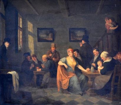 null Constantinus Fidelio COENE (1778-1841) Scène d'intérieur aux joueurs et famille....