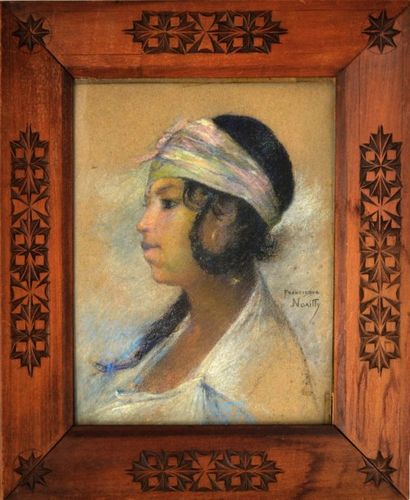 null Francisque NOAILLY (1855-1942) Jeune femme arabe. Pastel signé en bas à droite....
