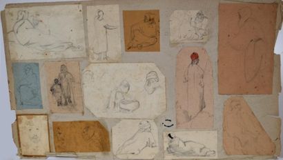 null Georges WASHINGTON (1827-1910) Etudes de personnages orientaux. Planche de quinze...