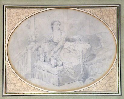 null Camille Joseph Etienne ROQUEPLAN (1800-1855) Odalisque orientale allongée sur...