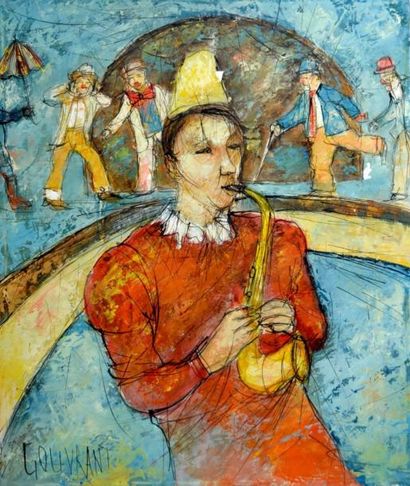 Gérard GOUVRANT (1946) Clown saxophoniste....