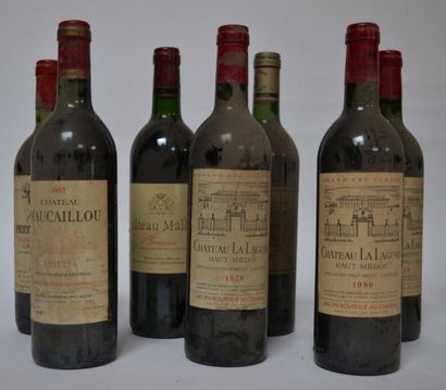 null LOT DE 7 BLLES: 3 CHT LA LAGUNE 1978, 1979 ET 80, 1 CHT BATAILLEY 1986, 1 CHT...