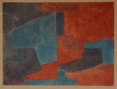 null Serge POLIAKOFF (1900-1969) Composition rouge et bleue signée en bas à droite...