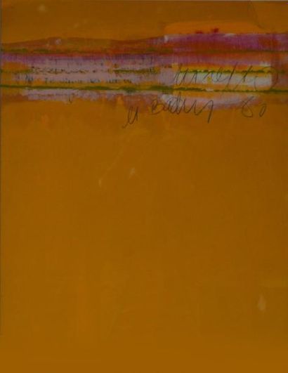 BADINI, XXe. Composition jaune, 1980. Gouache...
