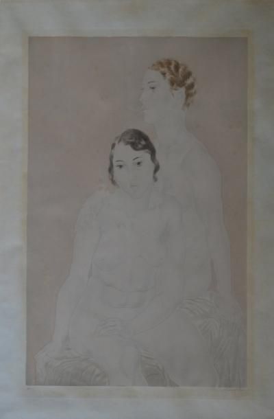 null Tsuguharu FOUJITA (1886-1968) Couple nu. Lithographie en couleurs signée en...