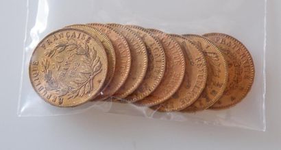 null NEUF PIECES de 20 francs : 6 Génie Ailé et 3 Napoléon III