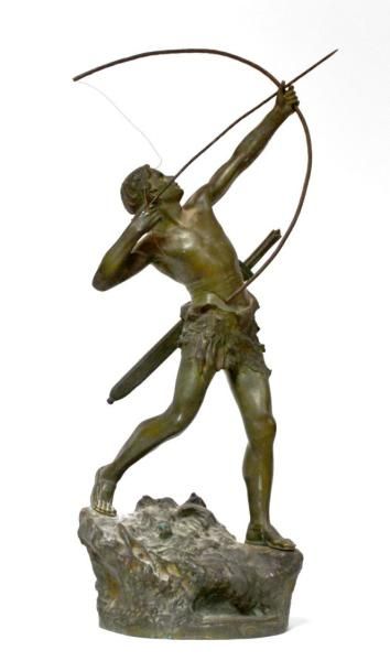null Émile GRÉGOIRE (1871-1948) L'archer. Bronze à patine verte. H. 61 cm
