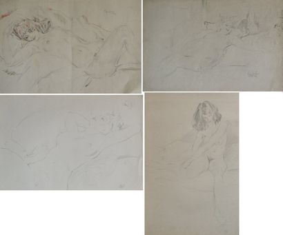 null Nicolas STERNBERG (1901-c.1960) Quatre femmes nues. Quatre dessins à la mine...