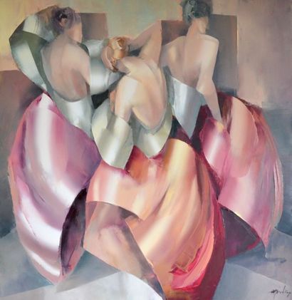 null Georgeta GRABROVSKI, née en 1954. Flamenco, 1990. Huile sur toile signée en...