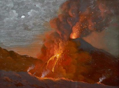G. ANFRI, XXe. Eruption volcanique. Huile...