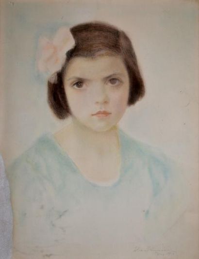 Elie GRINMANN, XXe. Portrait de fillette....