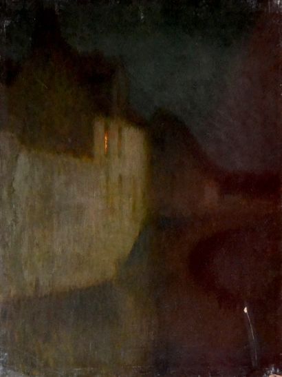 null Henri LE SIDANER (1862-1939) Clair de lune à Bruges, 1898. Huile sur toile. Accident,...