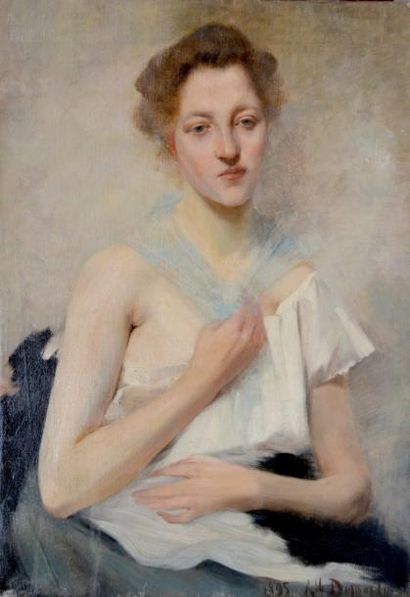null Albert DUMOULIN (1871-1935) Jeune femme, 1895. Huile sur toile signée en bas...