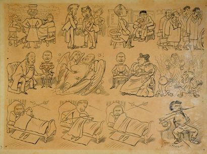 null CARAN D'ACHE (1858-1909) Caricatures militaires. Encre de chine signée en bas...