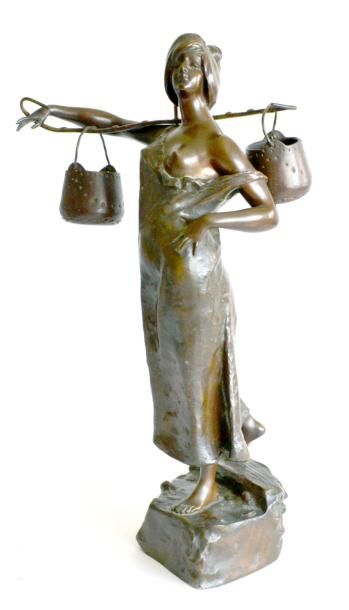 null Alphonse Emmanuel DE MONCEL DE PERRIN (1866-1930) La porteuse d'eau. Bronze...