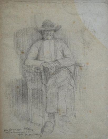 null Fernand MAILLAUD (1863-1948) Portrait du Docteur Krebs assis. Fusain sur papier...