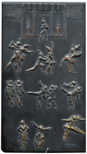 null Maurice CHARPENTIER-MIO (1881-1976) Danseurs de ballets russes. Plaque de bronze...