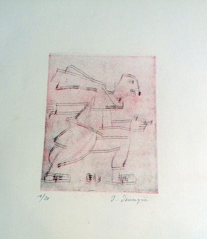 null Jean DESSAIGNE (1939). Le coureur à pied. Ensemble de lithographies, tirages...