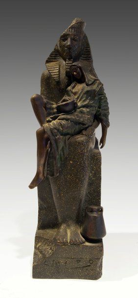 Gaston Veuvenot LEROUX (1854-1942) Jeune porteuse d'eau endormie sur une sculpture...