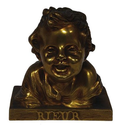 SUJET en bronze, figurant un buste d'enfant,...