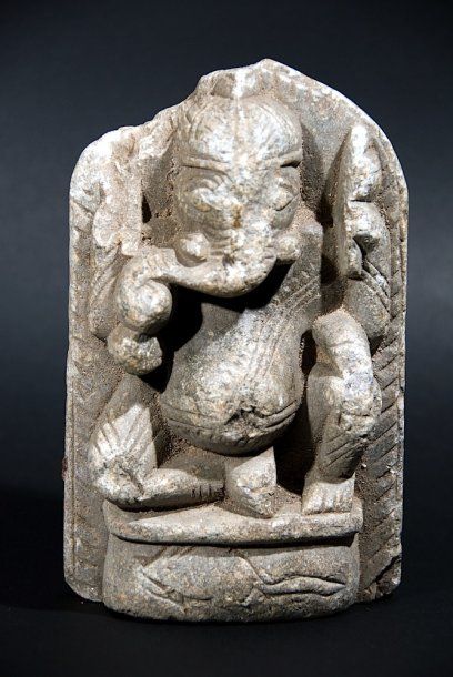  Statuette ancienne de Ganesh, en pierre tendre, 9,5 cm