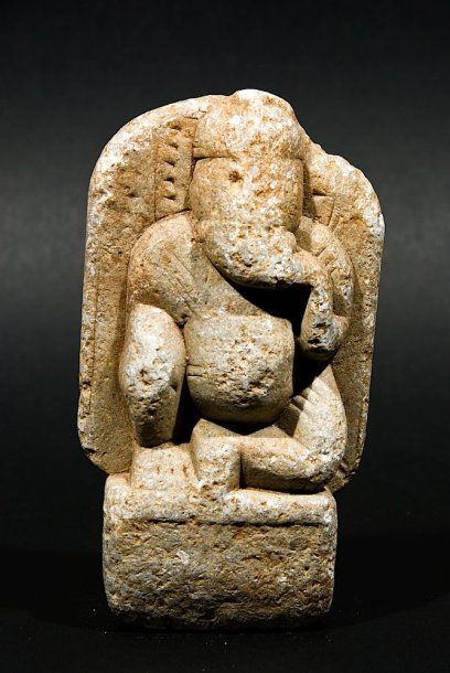 null Statuette ancienne en pierre, 12,5cm Inde du Nord