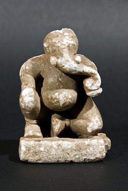 Statuette ancienne de Ganesh en pierre tendre, 8,5cm